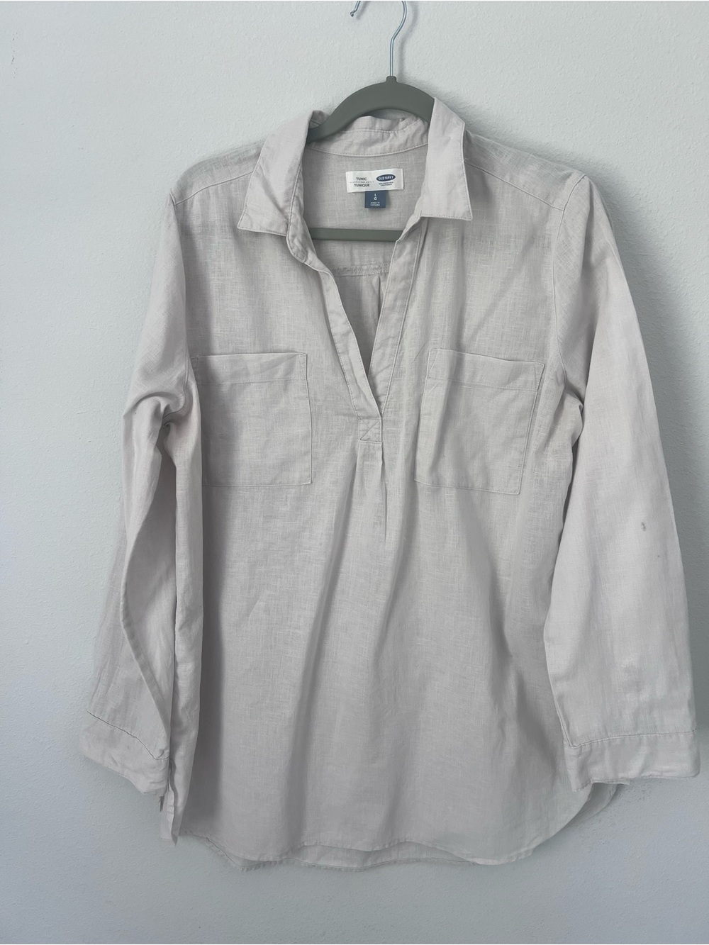Old Navy Linen Blend Long Sleeve V-Neck Tunic Shirt Size L